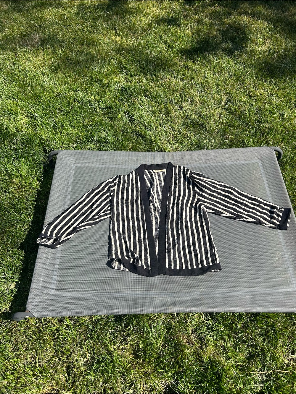 Vintage goldworm striped silk cardigan size 12 whimsy eclectic light fall summer